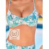 CUPSHE Women’s Bikini Set High Waisted Two Piece Swimsuit Underwire Bathing Suit Crisscross Back Self Tie Full Coverage(Cyan/White Floral)