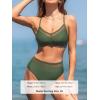 CUPSHE Women’s Bikini Set High Waisted Two Piece Swimsuit V Neck Mesh Trendy Bathing Suit Crisscross Back Self Tie(Olive Green)