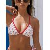 CUPSHE Women’s Bikini Set with Sarong Sexy 3 Piece Bathing Suit Halter Strap Back Self Tie High Cut Cheeky Color Block(White/Red Floral)