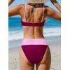 CUPSHE Women’s Bikini Sets Adjustable Removable Straps Bandeau Swimsuit High Waisted Cheeky Bottom O Ring(Pink/Burgundy)
