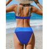 CUPSHE Women’s Bikini Sets Adjustable Removable Straps Bandeau Swimsuit High Waisted Cheeky Bottom O Ring(Sky Blue/Royal Blue)
