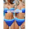 CUPSHE Women’s Bikini Sets Adjustable Removable Straps Bandeau Swimsuit High Waisted Cheeky Bottom O Ring(Sky Blue/Royal Blue)