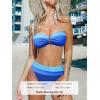 CUPSHE Women’s Bikini Sets Adjustable Removable Straps Bandeau Swimsuit High Waisted Cheeky Bottom O Ring(Sky Blue/Royal Blue)