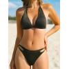 CUPSHE Women’s Bikini Sets Halter V Neck Adjustable Self Tied Straps Glitter Bathing Suit Low Rise(Glitter Black)