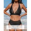 CUPSHE Women’s Bikini Sets Halter V Neck Tie Back Bathing Suit Mesh Panel High Waisted Bottom(Black)
