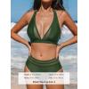 CUPSHE Women’s Bikini Sets Halter V Neck Tie Back Bathing Suit Mesh Panel High Waisted Bottom(Forest Green)