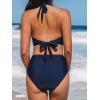 CUPSHE Women’s Bikini Sets Halter V Neck Tie Back Bathing Suit Mesh Panel High Waisted Bottom(Navy)