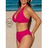CUPSHE Women’s Bikini Sets Large Bust High Waisted Underwire Push Up Bathing Suit Cutouts Halter Strap Back Self Tie(Hot Pink)