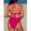 CUPSHE Women’s Bikini Sets Large Bust High Waisted Underwire Push Up Bathing Suit Cutouts Halter Strap Back Self Tie(Hot Pink)