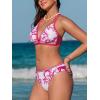 CUPSHE Women’s Bikini Sets Large Bust V Neck Cutout Bathing Suit Crisscross Back Self Tie Mid Rise Modest Swimwear(White/Hot Pink Floral)