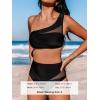 CUPSHE Women’s Bikini Sets One Shoulder Two Piece Swimsuit High Waisted Asymmetrical Neck Ruched Cutout Mesh(Black)