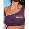 CUPSHE Women’s Bikini Sets One Shoulder Two Piece Swimsuit High Waisted Asymmetrical Neck Ruched Cutout Mesh(Plum Purple)