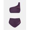 CUPSHE Women’s Bikini Sets One Shoulder Two Piece Swimsuit High Waisted Asymmetrical Neck Ruched Cutout Mesh(Plum Purple)