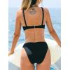 CUPSHE Women’s Bikini Sets Scoop Neck Two Piece Swimsuits Back Hook Adjustable Straps Weaving Swimwear(Black)