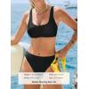 CUPSHE Women’s Bikini Sets Scoop Neck Two Piece Swimsuits Back Hook Adjustable Straps Weaving Swimwear(Black)
