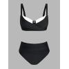 CUPSHE Women’s Bikini Sets Sweetheart Neck Adjustable Straps Bathing Suit High Rise Ruched Color Block(Black)