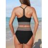 CUPSHE Women’s Bikini Sets Two Piece Bathing Suit High Waisted Twist Cutout V Neck Swimsuit Keyhole(Black)