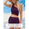 CUPSHE Women’s Bikini Sets Two Piece Bathing Suit One Shoulder Ruched Mesh Mid Rise Skirt Bottom Asymmetrical(Wine Berry)