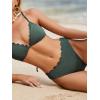 CUPSHE Women’s Bikini Sets Two Piece Bathing Suit V Neck Scalloped Mid Rise Crisscross Back Self Tie Spaghetti Straps(Moss Green)