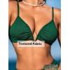 CUPSHE Women’s Bikini Sets Two Piece High Waisted Swimsuit V Neck U Wire Bathing Suit Spaghetti Adjustable Straps Textured(Forest Green)
