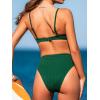 CUPSHE Women’s Bikini Sets Two Piece High Waisted Swimsuit V Neck U Wire Bathing Suit Spaghetti Adjustable Straps Textured(Forest Green)