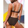 CUPSHE Women’s Bikini Sets Two Piece Swimsuit Colorblock O Ring Cutout Textured Fabric Scoop Neck Mid Rise Side Tie(Brown/Blue)