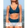CUPSHE Women’s Bikini Sets Two Piece Swimsuit Deep V Neck Cutouts Bathing Suit Mid Rise Full Coverage Back Hook(Dark Teal)