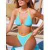 CUPSHE Women’s Bikini Sets Two Piece Swimsuit Halter Self Tie Color Block Bathing Suits Cheeky Bottom Stitching(Aqua/Yellow/Colorblock)