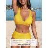 CUPSHE Women’s Bikini Sets Two Piece Swimsuit High Waisted Bathing Suit V Neck Back Tie Adjustable Straps Textured(Sun Yellow)