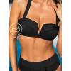 CUPSHE Women’s Bikini Sets Two Piece Swimsuit High Waisted Molded Cups Push Up Cheeky Crisscross Back Self Tie(Black)