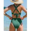 CUPSHE Women’s Bikini Sets Two Piece Swimsuit High Waisted Molded Cups Push Up Cheeky Crisscross Back Self Tie(Dark Green)