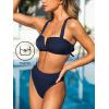 CUPSHE Women’s Bikini Sets Two Piece Swimsuit High Waisted Molded Cups Push Up Cheeky Crisscross Back Self Tie(Navy Blue)