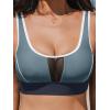CUPSHE Women’s Bikini Sets Two Piece Swimsuit High Waisted Scoop Neck Bathing Suit Color Block Swimwear(Dark Teal/Dark Grey)