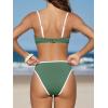 CUPSHE Women’s Bikini Sets Two Piece Swimsuit High Waisted Square Neck Back Hook Color Block Cheeky Bottom(Green/White)