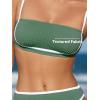 CUPSHE Women’s Bikini Sets Two Piece Swimsuit High Waisted Square Neck Back Hook Color Block Cheeky Bottom(Green/White)