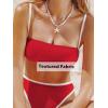 CUPSHE Women’s Bikini Sets Two Piece Swimsuit High Waisted Square Neck Back Hook Color Block Cheeky Bottom(Red/White)
