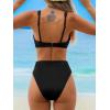 CUPSHE Women’s Bikini Sets Two Piece Swimsuit High Waisted Square Neck Cutout Wide Straps Tank High Cut Cheeky Bottom(Black)