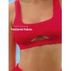 CUPSHE Women’s Bikini Sets Two Piece Swimsuit High Waisted Square Neck Cutout Wide Straps Tank High Cut Cheeky Bottom(Crimson Red)