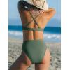 CUPSHE Women’s Bikini Sets Two Piece Swimsuit High Waisted Underwire Adjustable Crisscross Straps Lace Detail(Olivia Green)