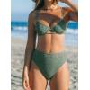 CUPSHE Women’s Bikini Sets Two Piece Swimsuit High Waisted Underwire Adjustable Crisscross Straps Lace Detail(Olivia Green)