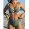 CUPSHE Women’s Bikini Sets Two Piece Swimsuit High Waisted Underwire Adjustable Crisscross Straps Lace Detail(Olivia Green)