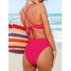 CUPSHE Women’s Bikini Sets Two Piece Swimsuit High Waisted Underwire Push up Bathing Suit Cheeky Bottom Self Tie(Magneta Pink)