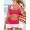 CUPSHE Women’s Bikini Sets Two Piece Swimsuit High Waisted Underwire Push up Bathing Suit Cheeky Bottom Self Tie(Magneta Pink)
