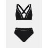 CUPSHE Women’s Bikini Sets Two Piece Swimsuit High Waisted V Neck Crisscross Back Self Tie Color Block Wide Straps(Black)