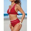 CUPSHE Women’s Bikini Sets Two Piece Swimsuit High Waisted V Neck Crisscross Back Self Tie Color Block Wide Straps(Vivid Red)