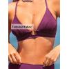 CUPSHE Women’s Bikini Sets Two Piece Swimsuit High Waisted V Neck Crisscross Back Self Tie O Ring(Deep Plum)