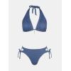 CUPSHE Women’s Bikini Sets Two Piece Swimsuit Plunging Neck Halter Low Rise Cheeky Bottom Strappy Side Tie, M Steel Blue