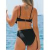 CUPSHE Women’s Bikini Sets Two Piece Swimsuit Ruffled Square Neck Adjustable Straps Bathing Suits Back Hook Stitching(Black/Pink)