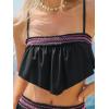 CUPSHE Women’s Bikini Sets Two Piece Swimsuit Ruffled Square Neck Adjustable Straps Bathing Suits Back Hook Stitching(Black/Pink)