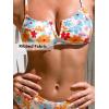 CUPSHE Women’s Bikini Sets Two Piece Swimsuit Scoop Neck V Wire Ribbed Crisscross Bathing Suits(Orange/Blue/Floral)